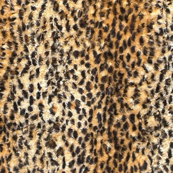 Vintage Trucker Denim Jacket with Faux Fur Leopard Print Trim - Size M